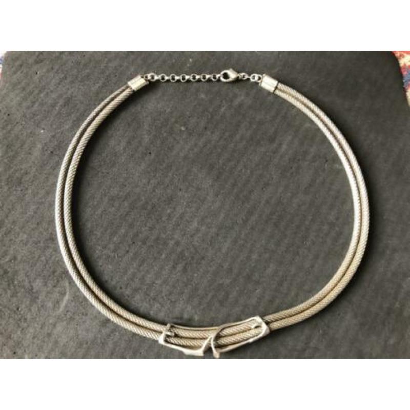 Zilveren Collier Lengte 45 cm. Gewicht 46 gram, eerste gehal