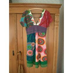 jurk jurkje DESIGUAL 36 s origineel zomer roze groen