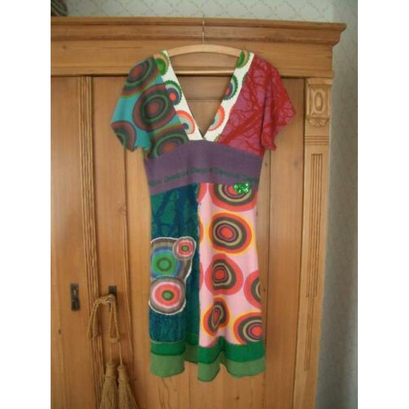 jurk jurkje DESIGUAL 36 s origineel zomer roze groen