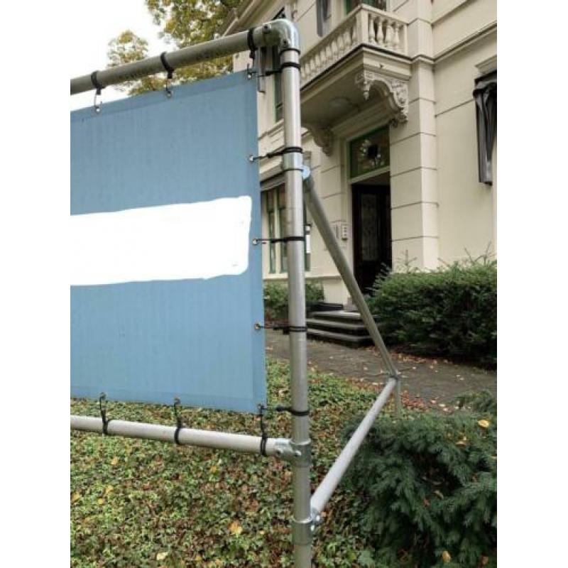 Reclamebord buizenframe voor spandoek maat 4Bx1H (elastiek)
