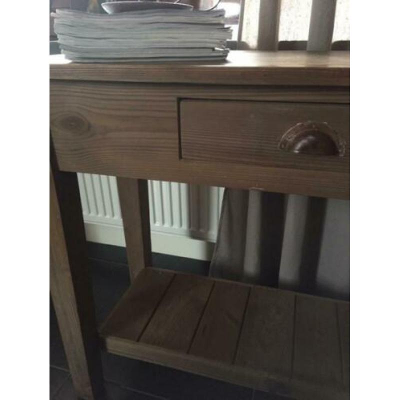 Sidetable hout met lade en plank