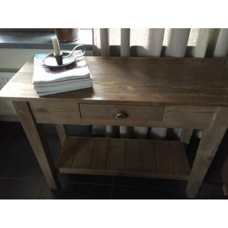 Sidetable hout met lade en plank