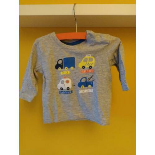 Grijs auto shirt lange mouw mt 68
