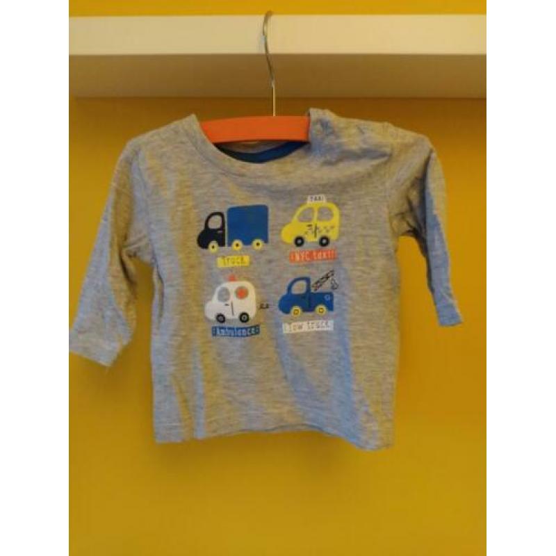 Grijs auto shirt lange mouw mt 68