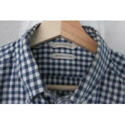 Suitsupply blouse overhemd egyptian cotton 39 blauw geblokt