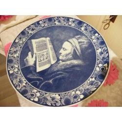 blauw bord Moeder van Rembrandt Delfts Blauw