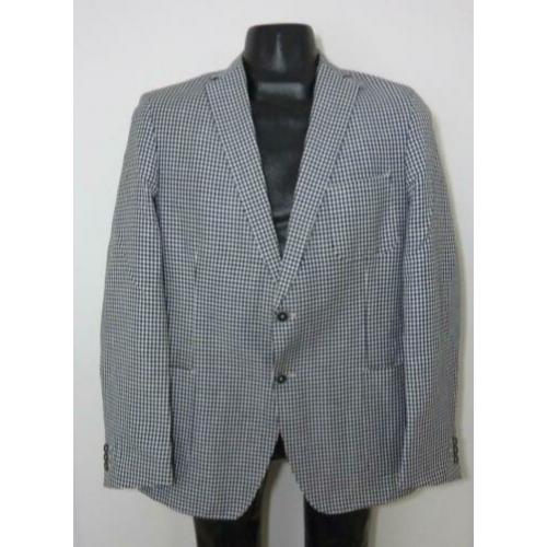 Blauw-wit woolblend geruite blazer van Van Gils