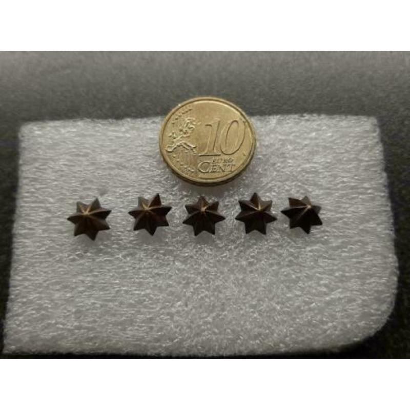 5 stuks Bronskleurige miniatuursterren voor op de baton