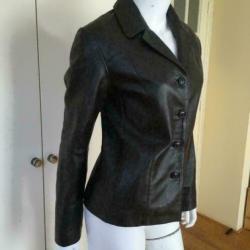 3909 Gloednieuwe bruine leren jas blazer CHAZZ; Mt=36