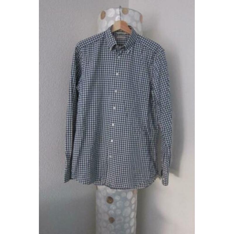 Suitsupply blouse overhemd egyptian cotton 39 blauw geblokt