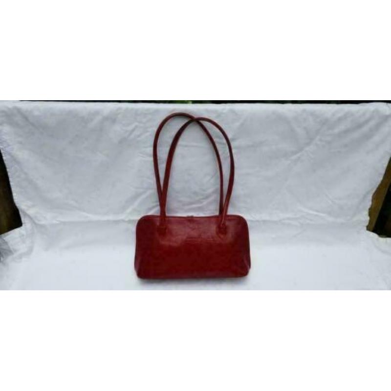 F405 FLORENCE rood lederen schoudertas zeer fraai