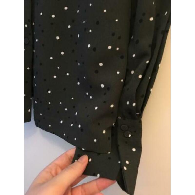 Zara blouse bloesje top donker groen stippen s 36 zgan
