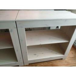 2× Open kast kasten kastje kastjes dressoir white wash hout