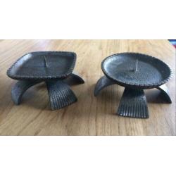 Vintage metalen kandelaar brutaliteit mid century