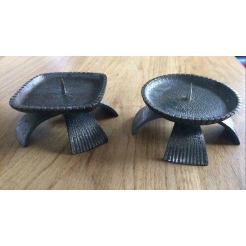 Vintage metalen kandelaar brutaliteit mid century