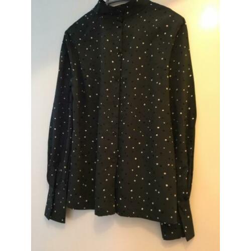 Zara blouse bloesje top donker groen stippen s 36 zgan