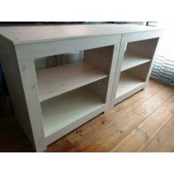 2× Open kast kasten kastje kastjes dressoir white wash hout