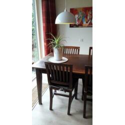 Teakhouten eetkamerset 6 stoelen