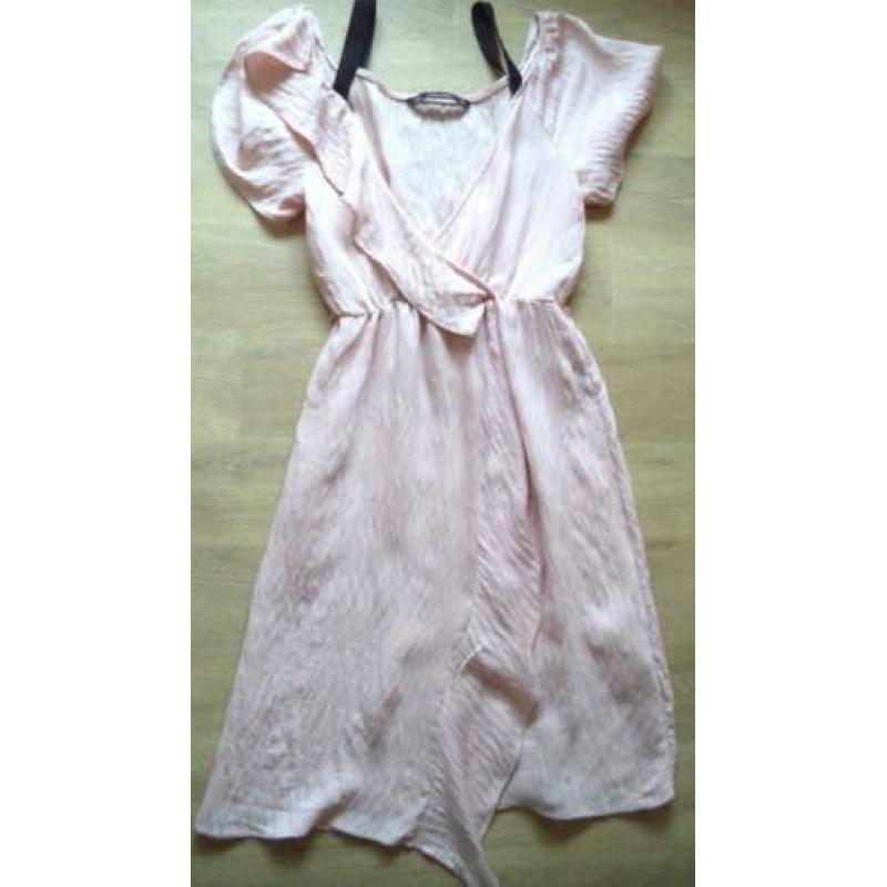 ZARA BASIC roze jurk offshoulder maat S