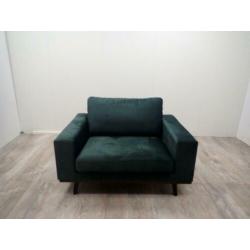 Toronto fauteuil/loveseat velours groen van € 319 NU € 189