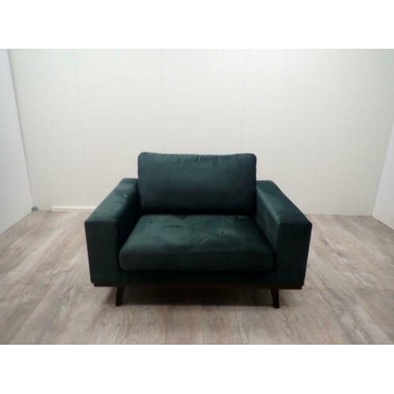 Toronto fauteuil/loveseat velours groen van € 319 NU € 189