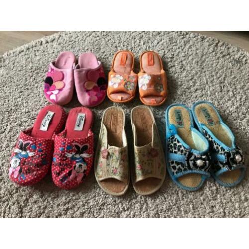 5 paar meisjes pantoffels huisschoenen maten 32 33 34 35 36