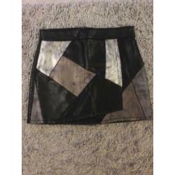 Zara imitatie leer overslag rok rokje zwart brons m 40 zgan