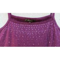 ONE TOUCH cerise stretch stel top/vest met studs mt 42