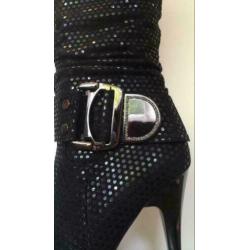 Glitterlaars zwart maat 38, nieuw