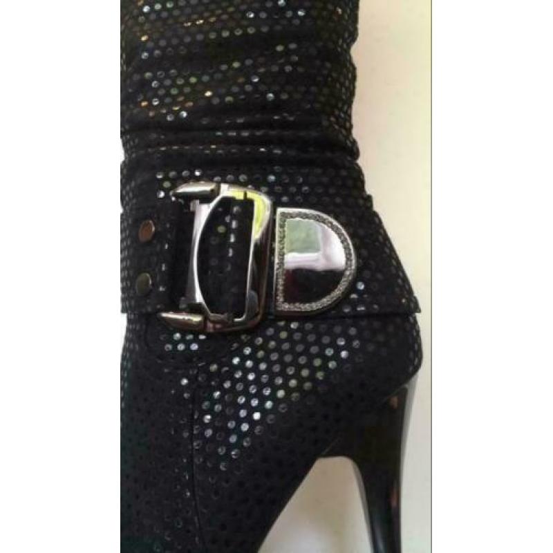 Glitterlaars zwart maat 38, nieuw