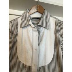 STING Cotton Club stretch blouse bruin wit streep 42/44 xl