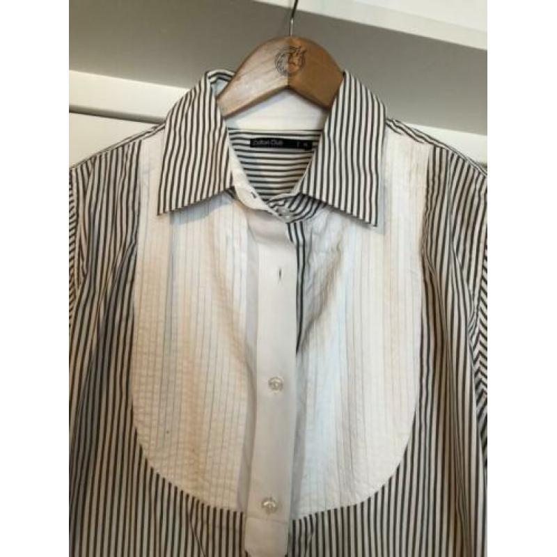 STING Cotton Club stretch blouse bruin wit streep 42/44 xl