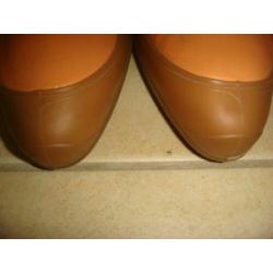 Marni pumps oranje leer beige rubber zwarte hak maat 36 ZGAN
