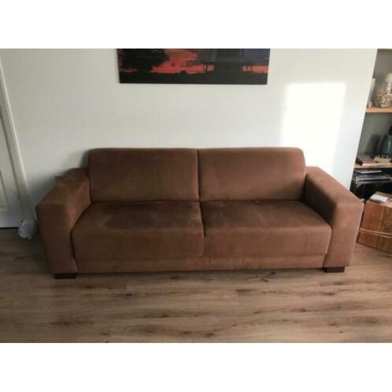 4-zits bank en 2-zits bank bruin met hocker Pronto Alcana