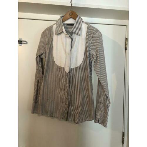 STING Cotton Club stretch blouse bruin wit streep 42/44 xl