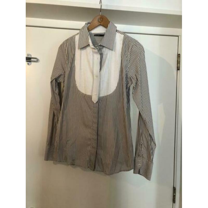 STING Cotton Club stretch blouse bruin wit streep 42/44 xl