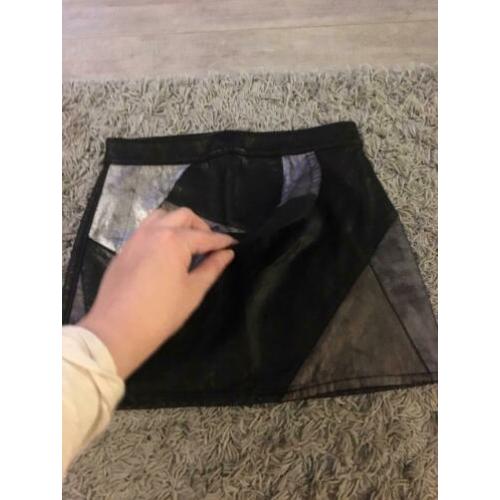 Zara imitatie leer overslag rok rokje zwart brons m 40 zgan