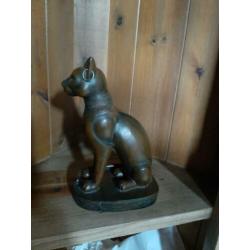 Mooi vintage beeld van Egyptische kat poes brons kleur
