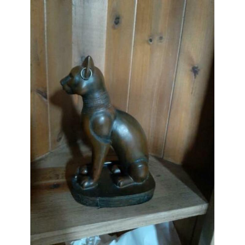 Mooi vintage beeld van Egyptische kat poes brons kleur