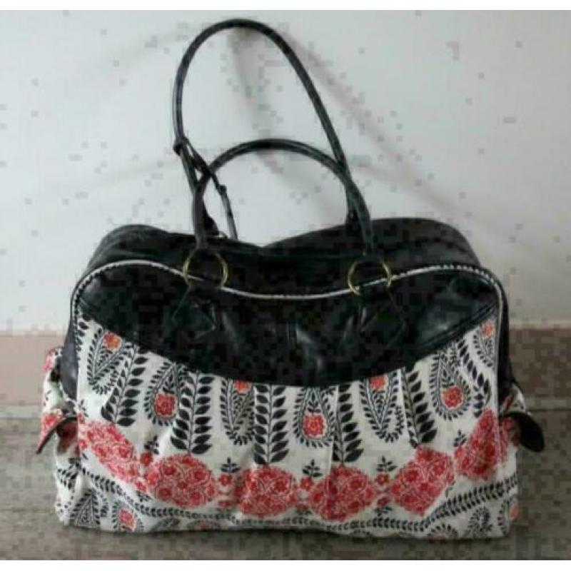 grote shopper tas rood + zwart