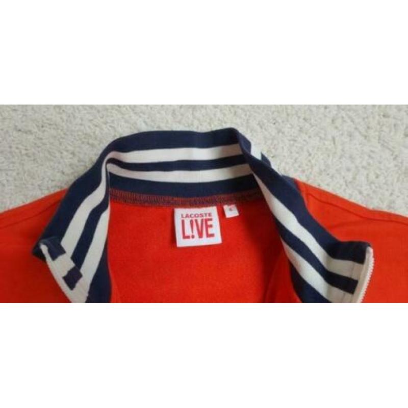 Lacoste herenvest oranje met blauw/witte boorden maat m