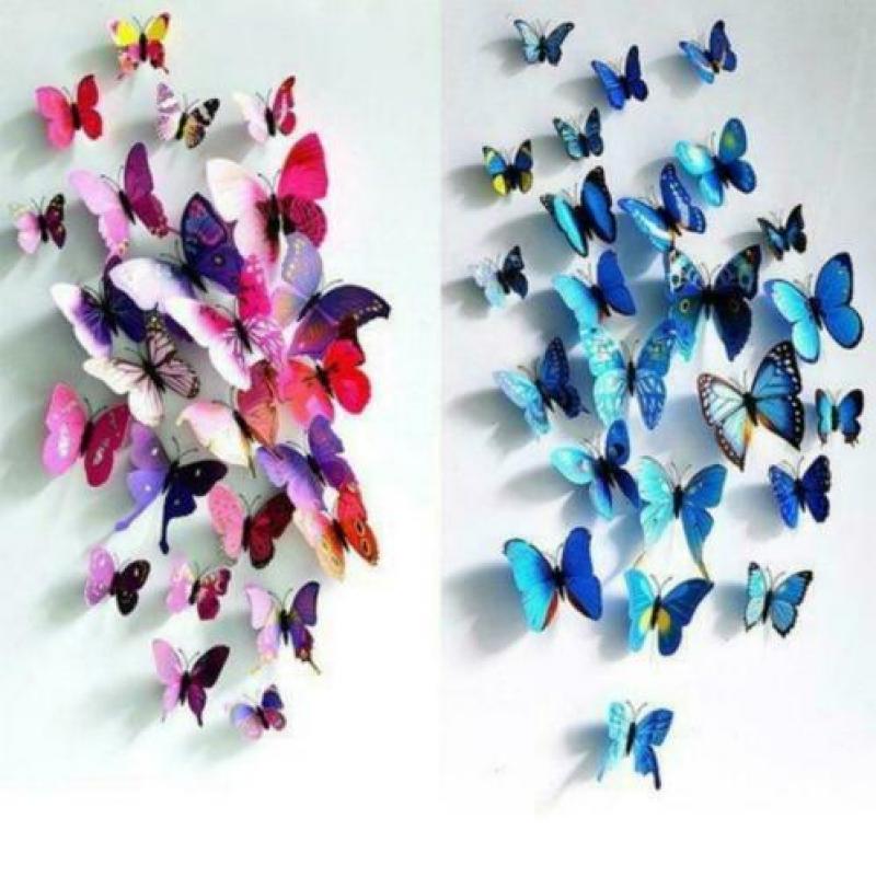 12Pcs 3D Butterfly Sticker Koelkast Magneet Decor - Nieuw!
