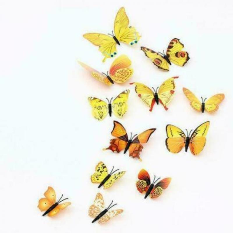 12Pcs 3D Butterfly Sticker Koelkast Magneet Decor - Nieuw!