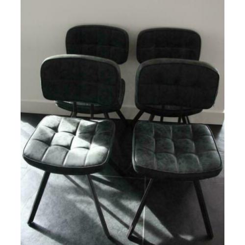 Vintage Eetkamerstoelen SoHome Wax PU zwart / grijs