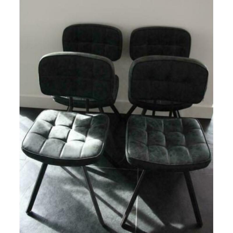 Vintage Eetkamerstoelen SoHome Wax PU zwart / grijs