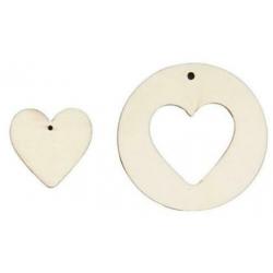 Hangende decoratie hart 2-in-1 licht hout (triplex) Ø 7 cm