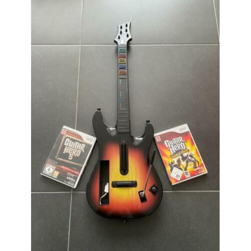 Wii Guitar Hero Gitaar met 2 spellen