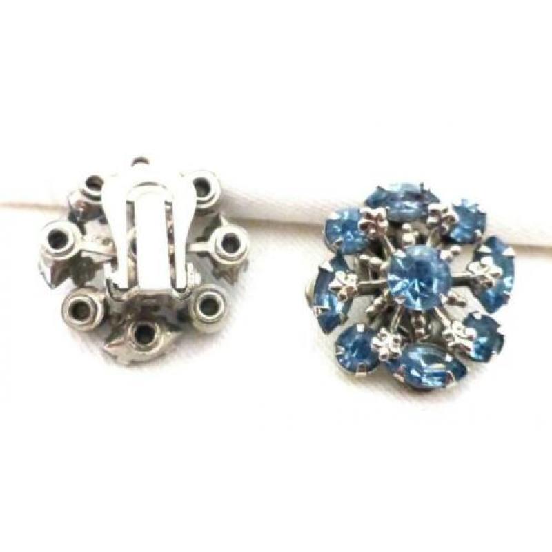 Vintage clips met lichtblauwe strass