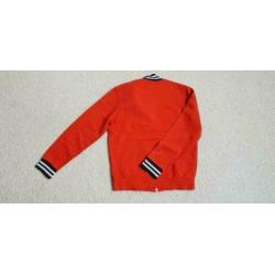 Lacoste herenvest oranje met blauw/witte boorden maat m