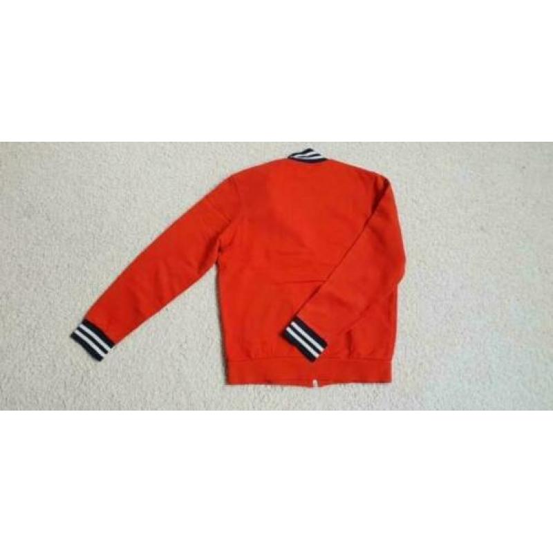 Lacoste herenvest oranje met blauw/witte boorden maat m